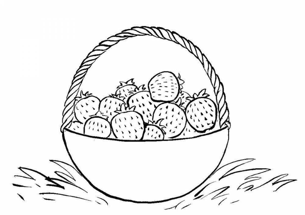 Color-frenzy fruit basket coloring page