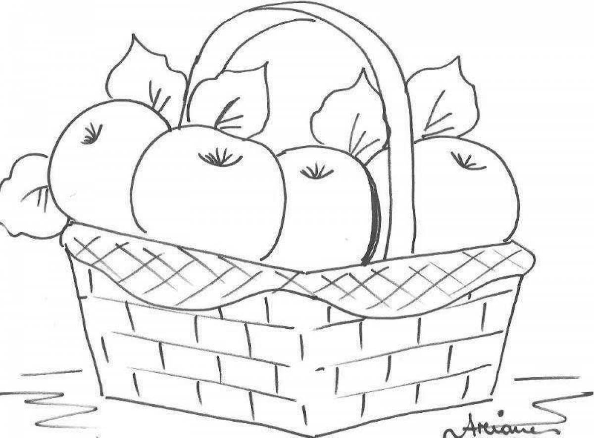 Colored puffy fruit basket coloring book