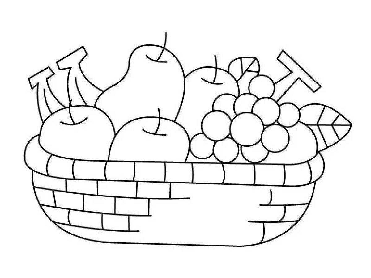 Colored shiny fruit basket coloring book