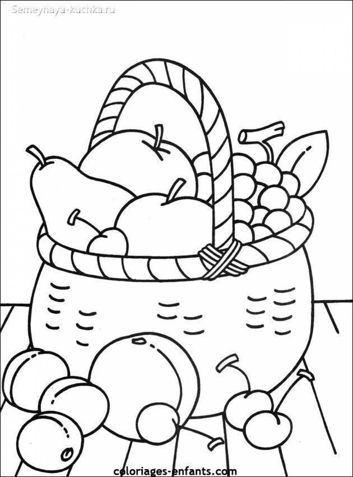 Amazing colorful fruit basket coloring book