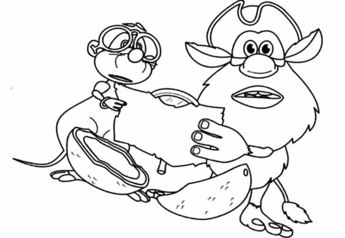 Coloring book funny buba and mouse