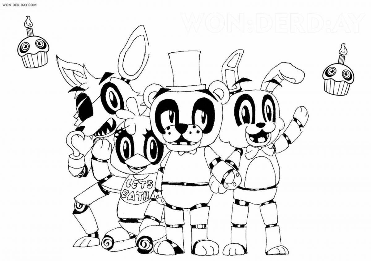 Впечатляющая раскраска fnaf 4 animatronics