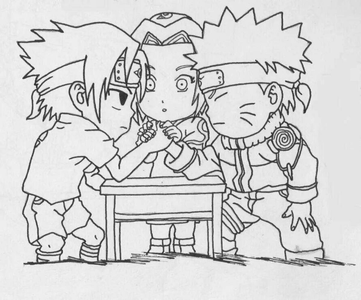 Radiant coloring page team 7 naruto