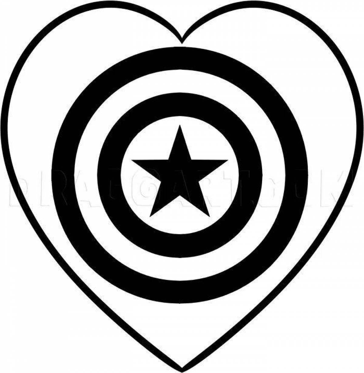 Изысканная страница раскраски щита капитана америки