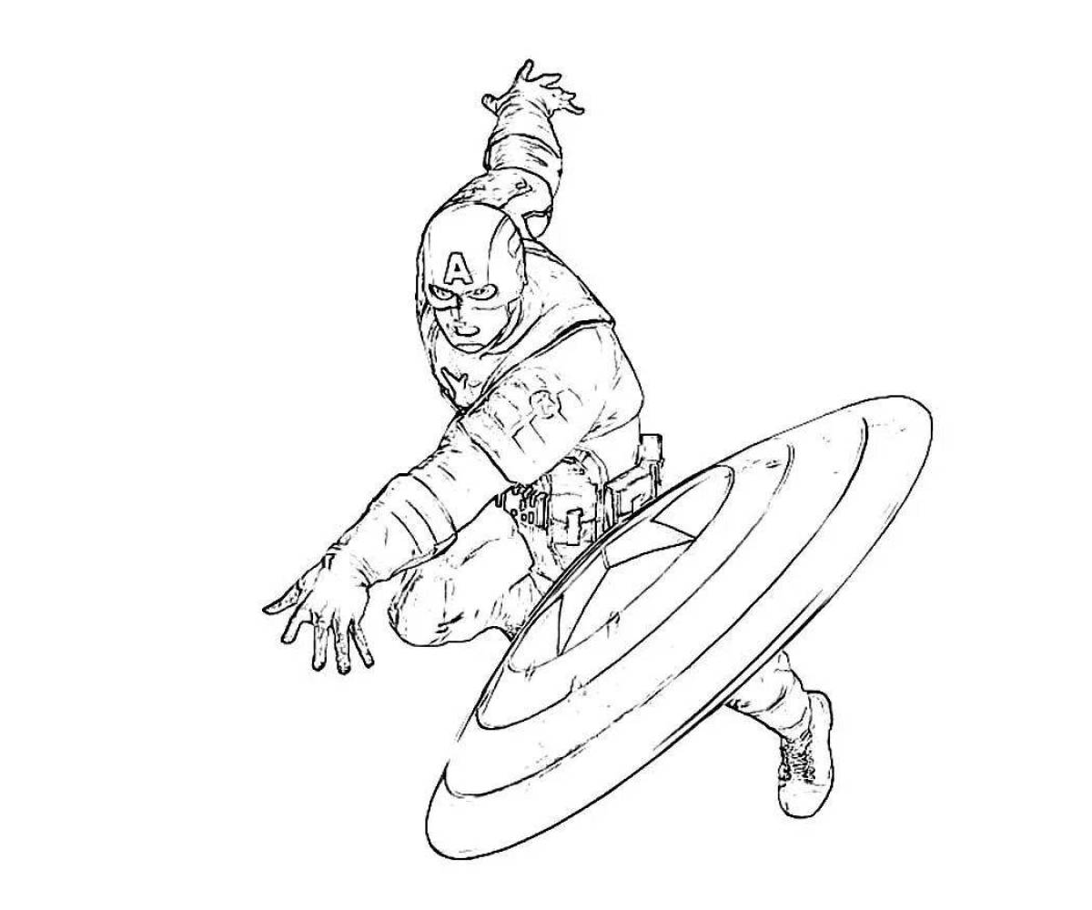 Captain america glowing shield coloring page