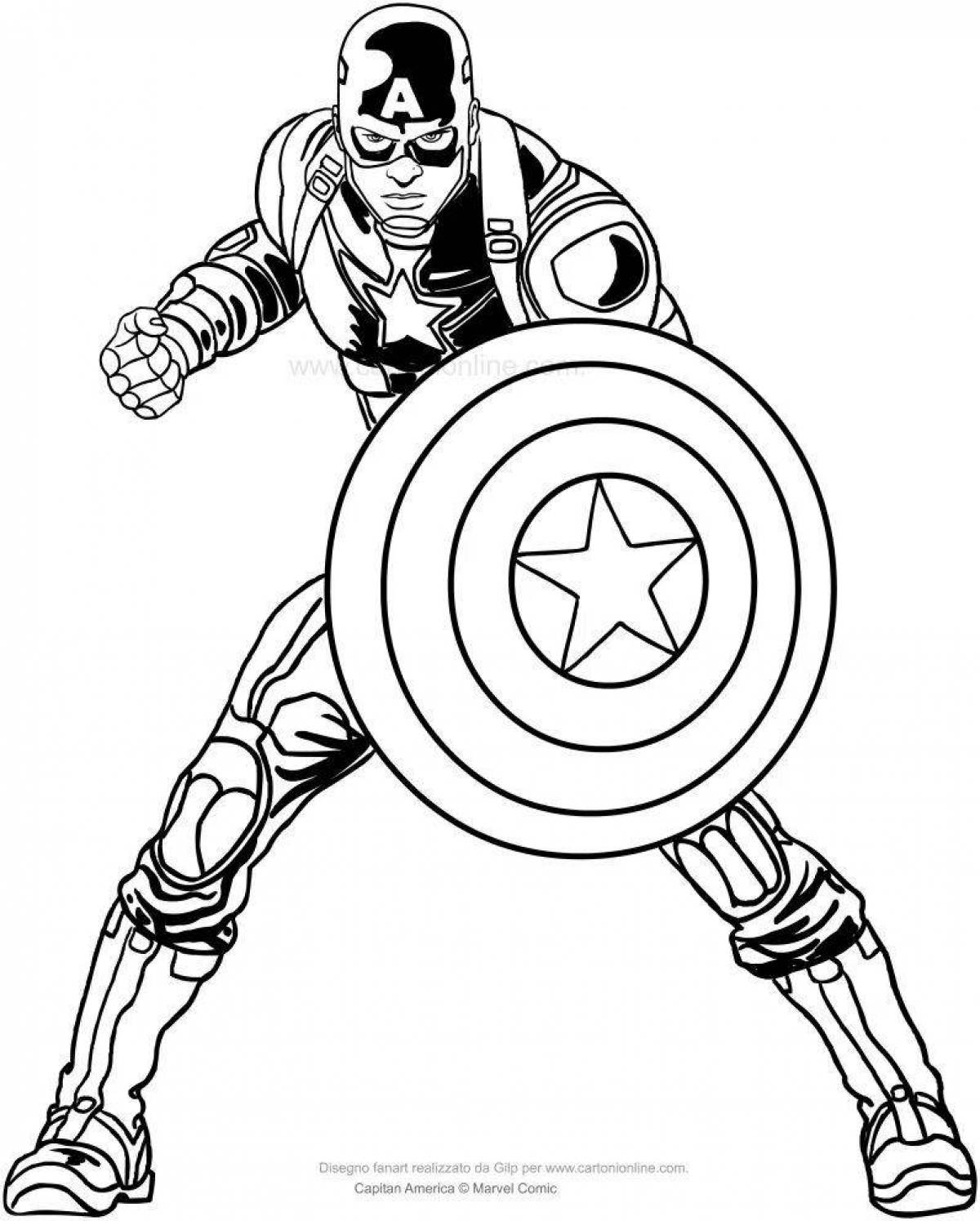 Gorgeous captain america's shield coloring page