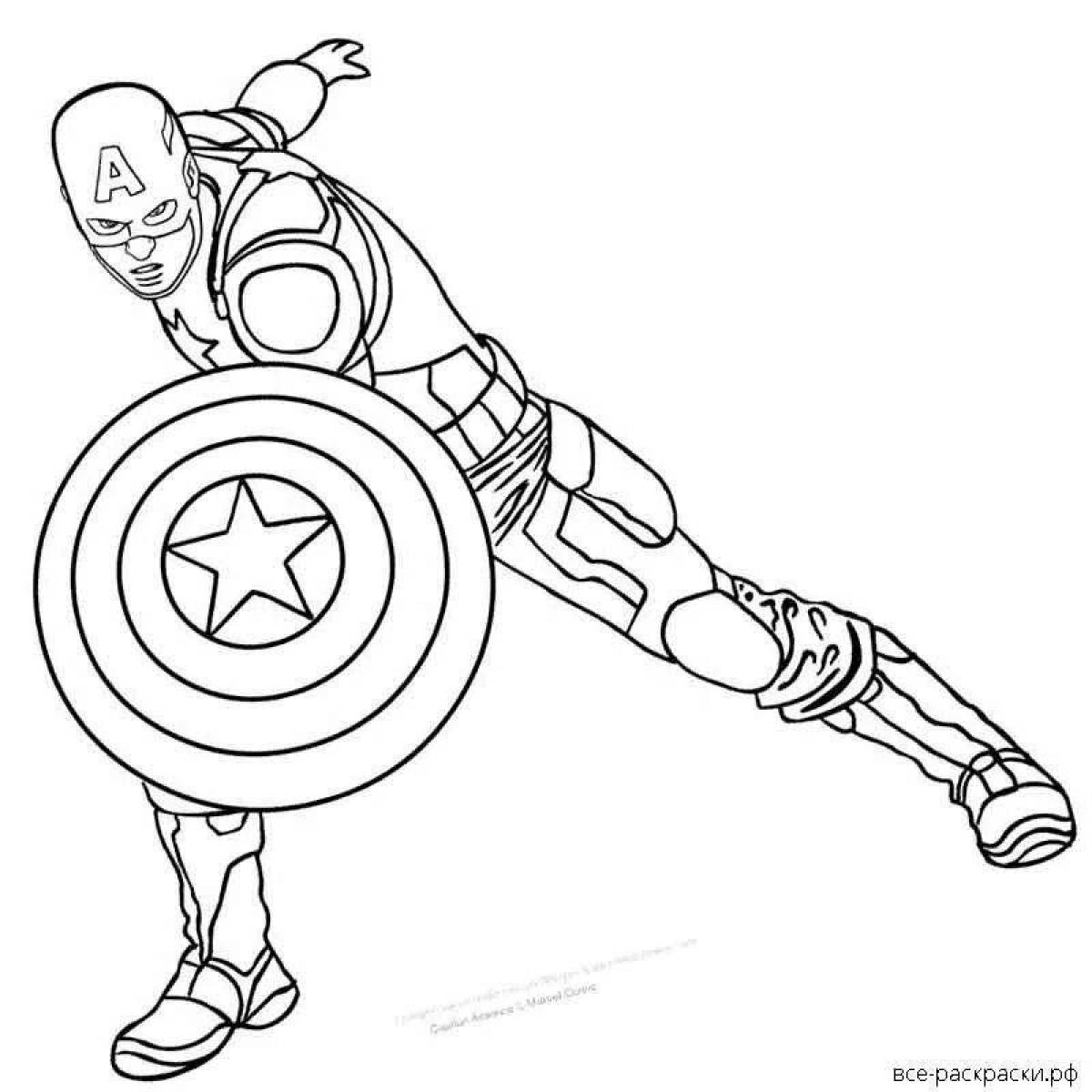 Colorful captain america's shield coloring page