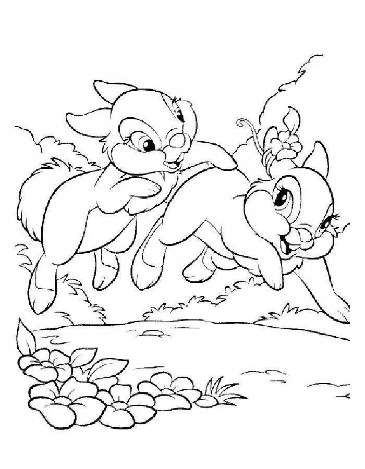 Coloring book bright cat and hare