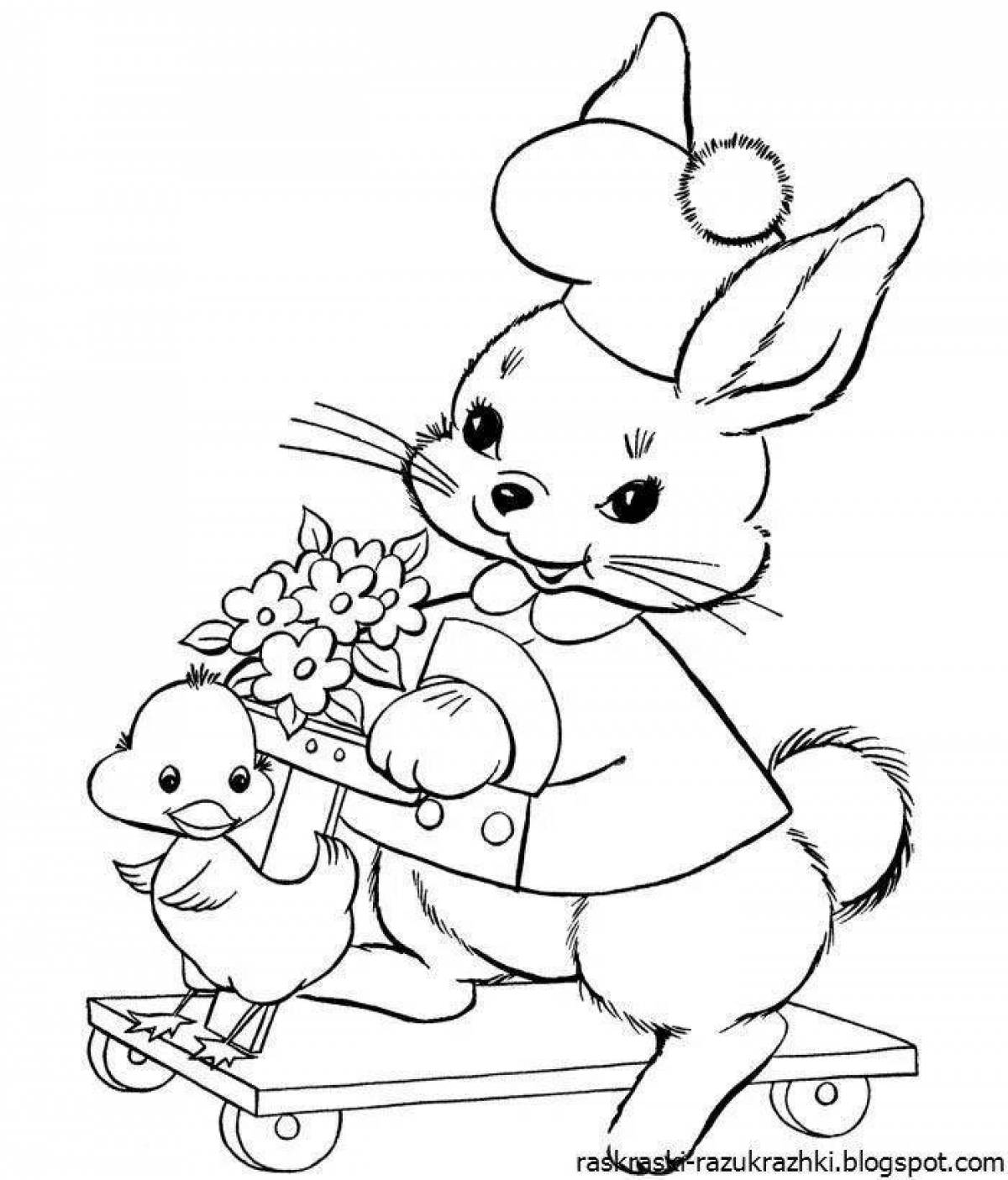 Coloring live cat and hare