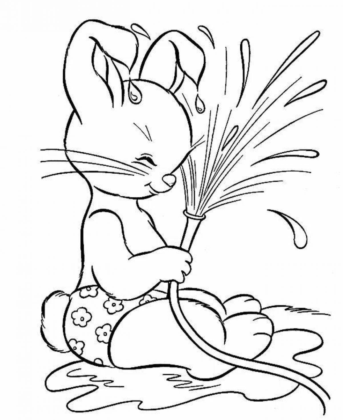 Coloring book exotic cat and hare