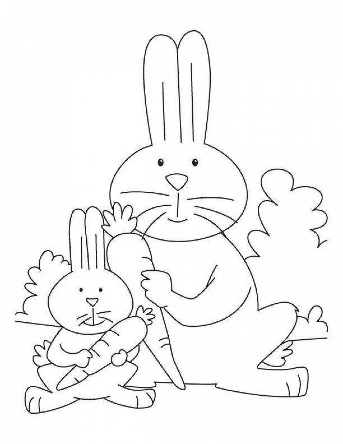 Coloring page gorgeous cat and hare