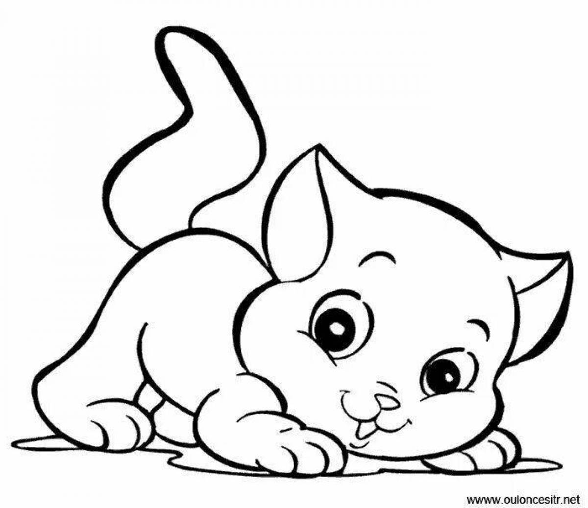 Coloring book shiny cat and hare