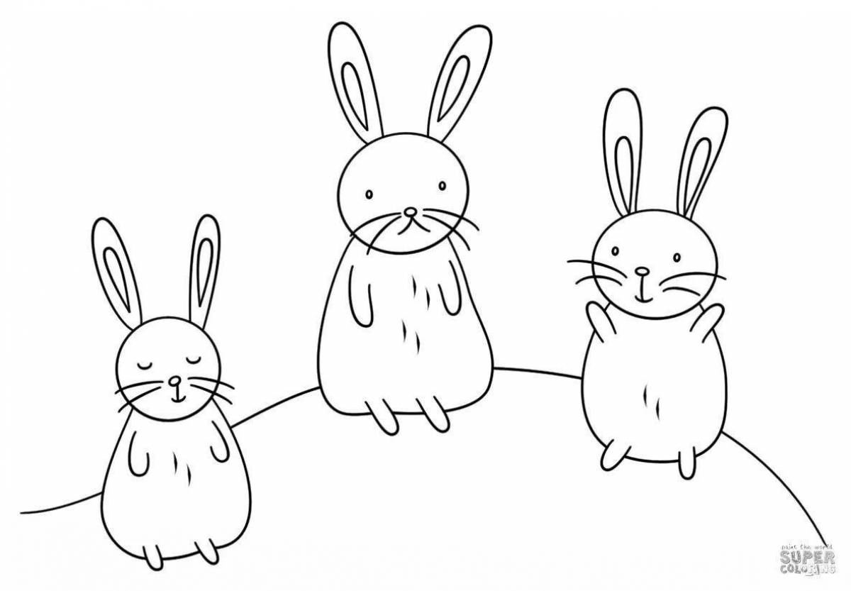 Coloring page adorable cat and hare