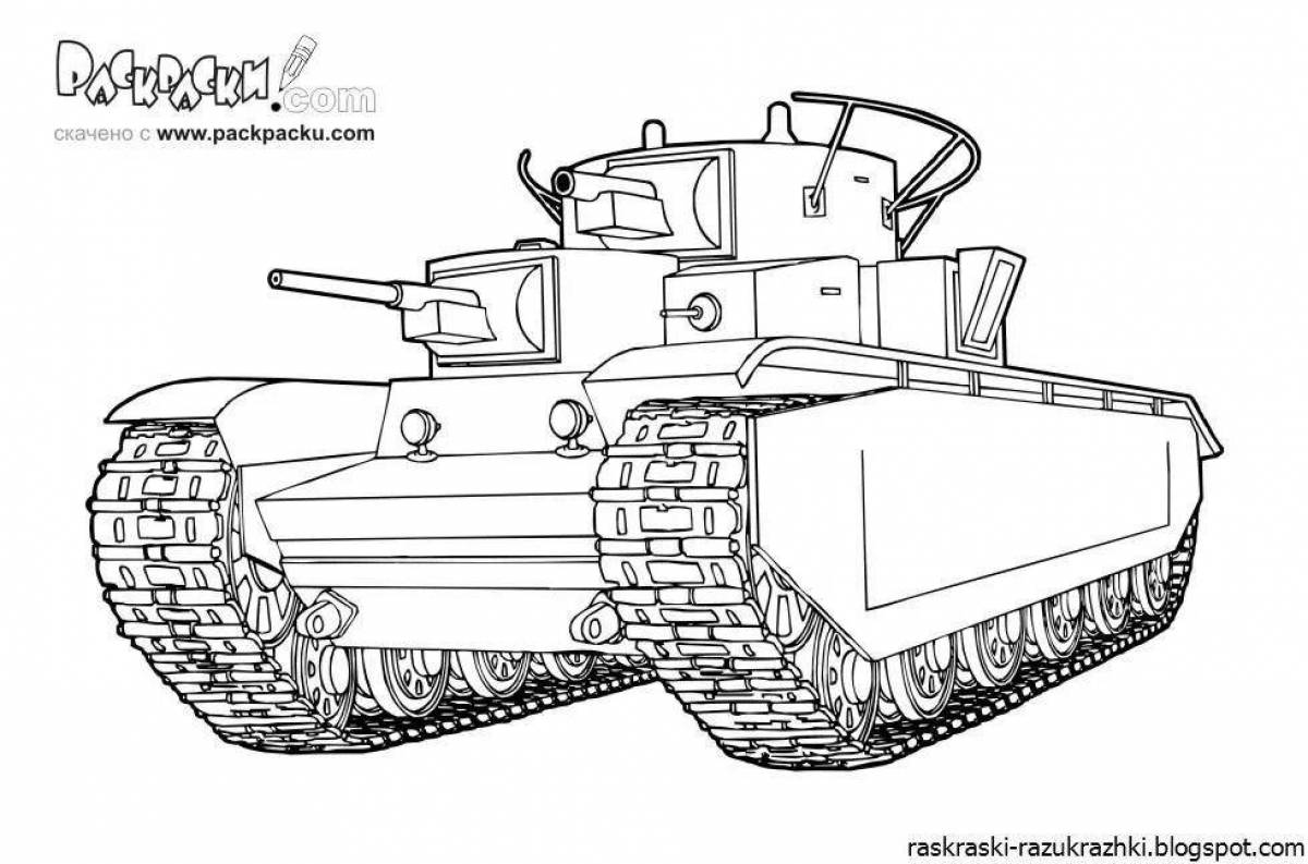Colorful tank t 35 coloring book