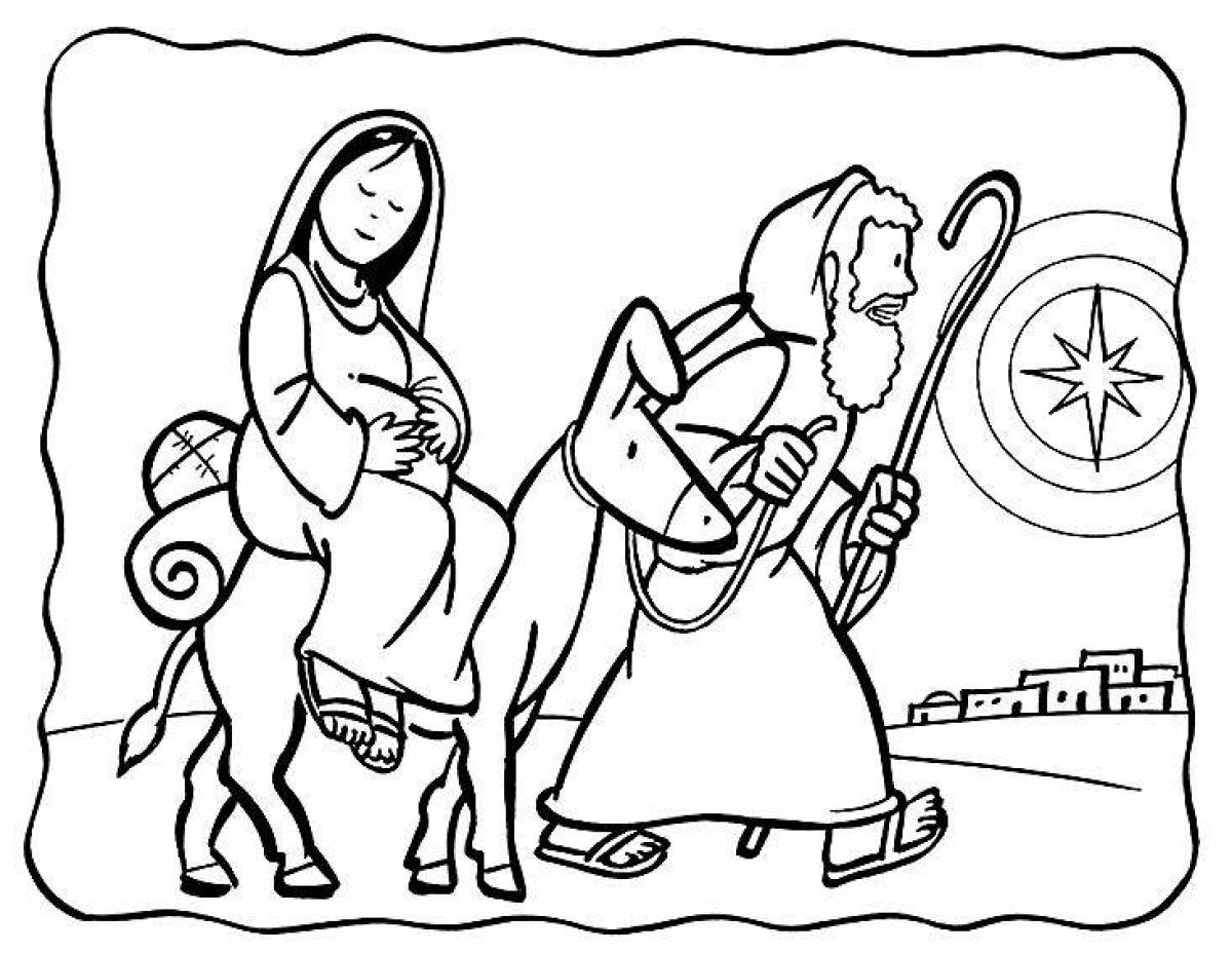 Coloring page heavenly joseph and mary