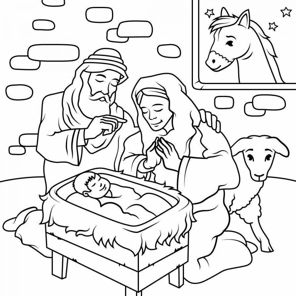 Coloring page exalted joseph and mary