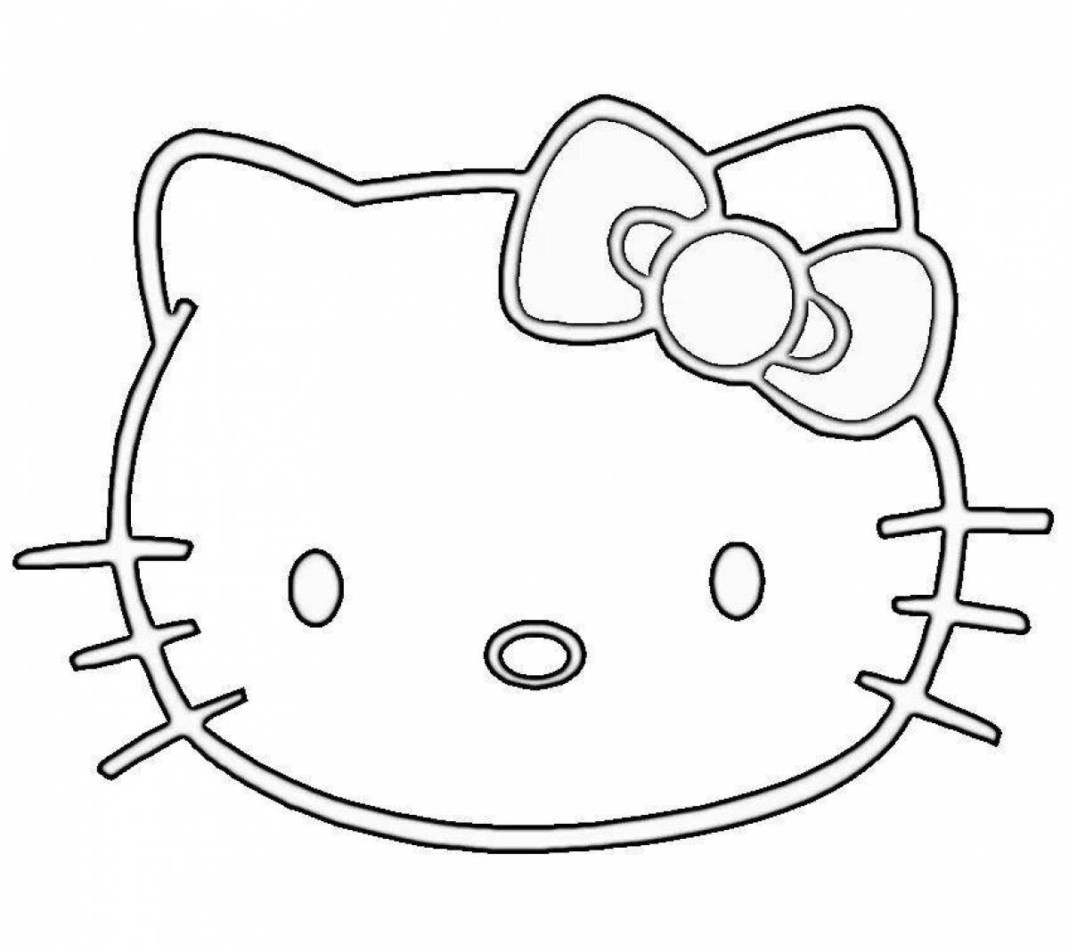 Happy hello kitty face coloring page