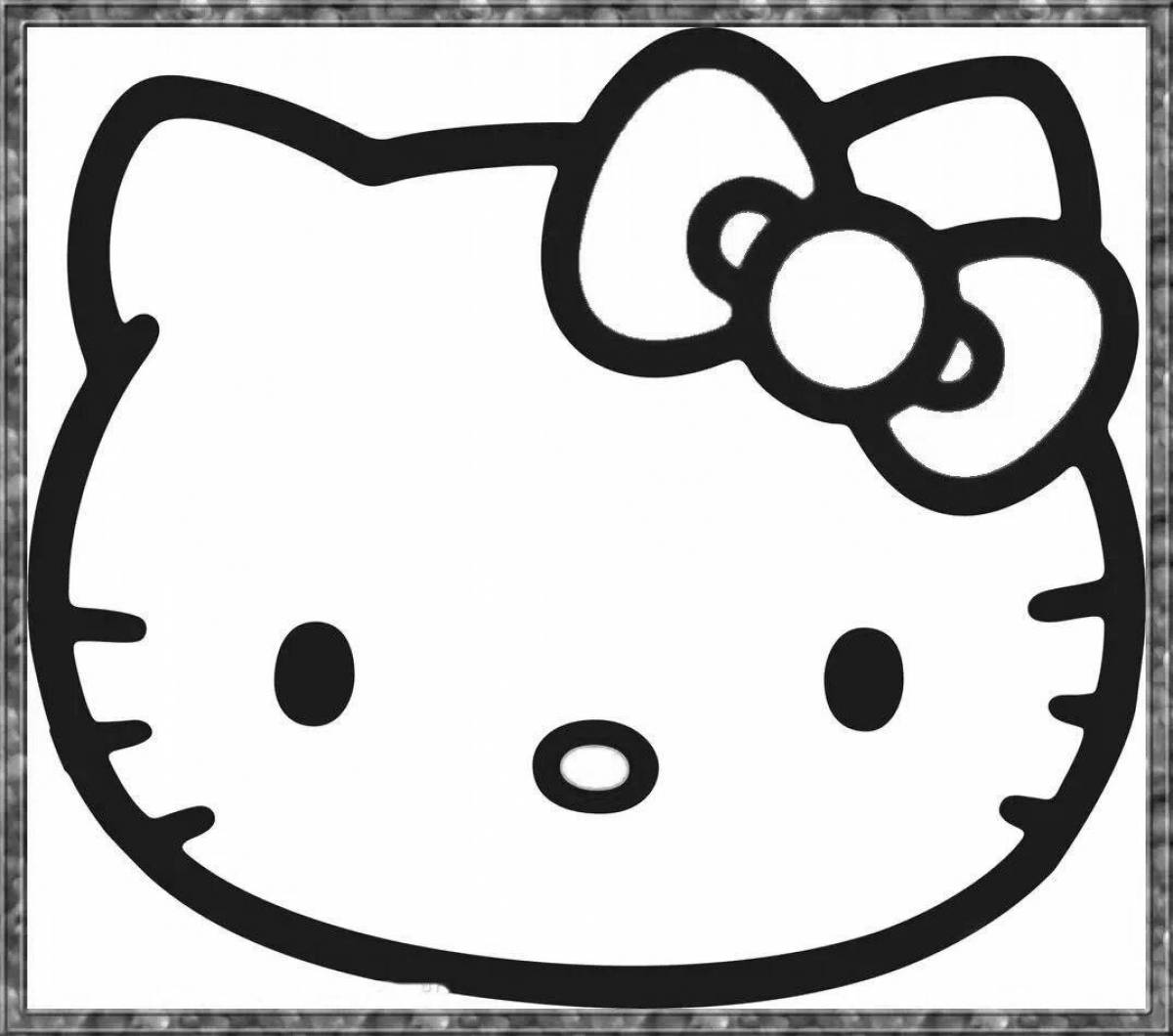 Cute hello kitty face coloring page