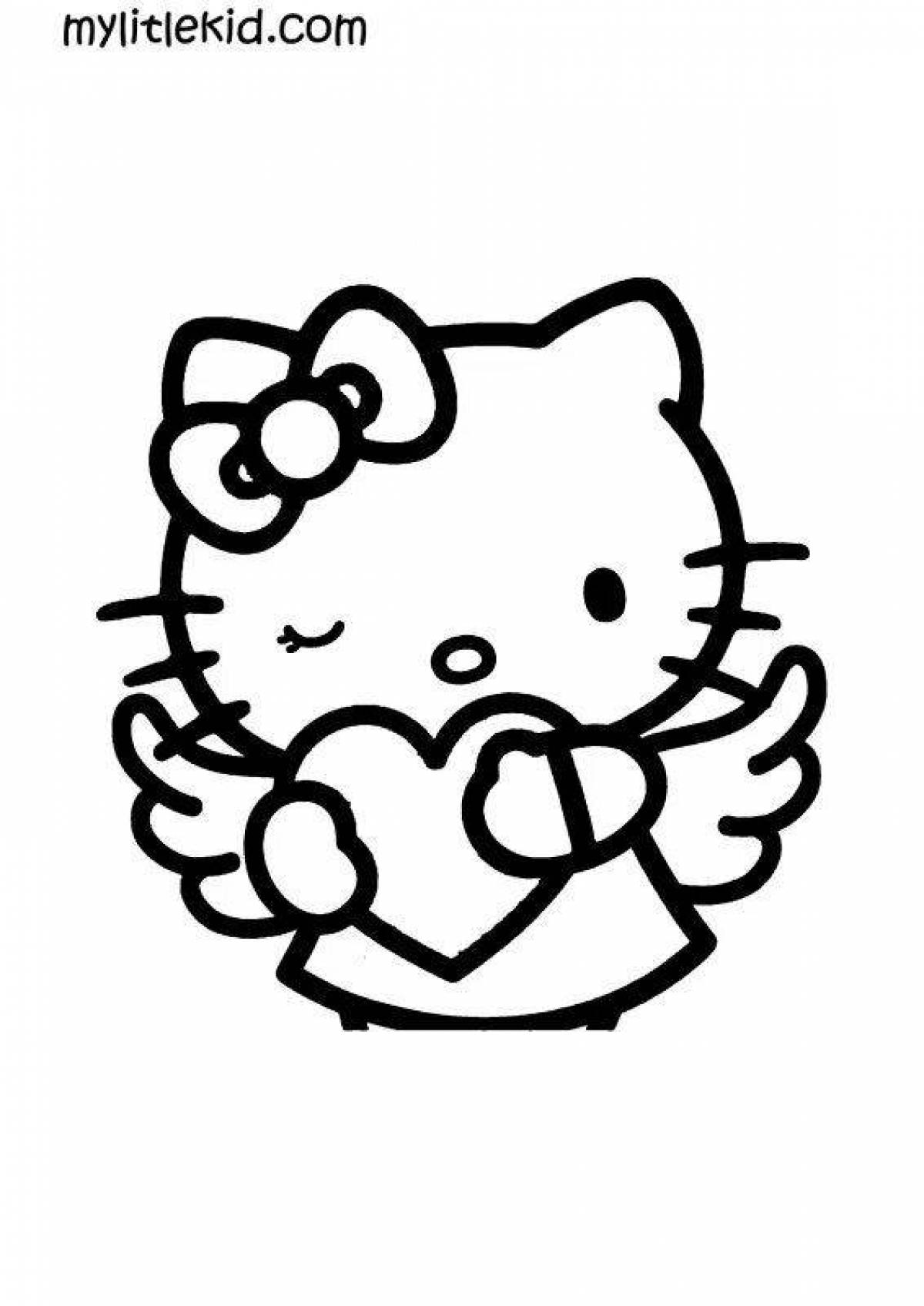 Colorful hello kitty face coloring page