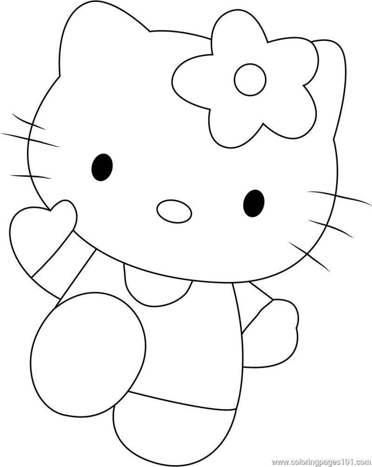 Adorable hello kitty face coloring page