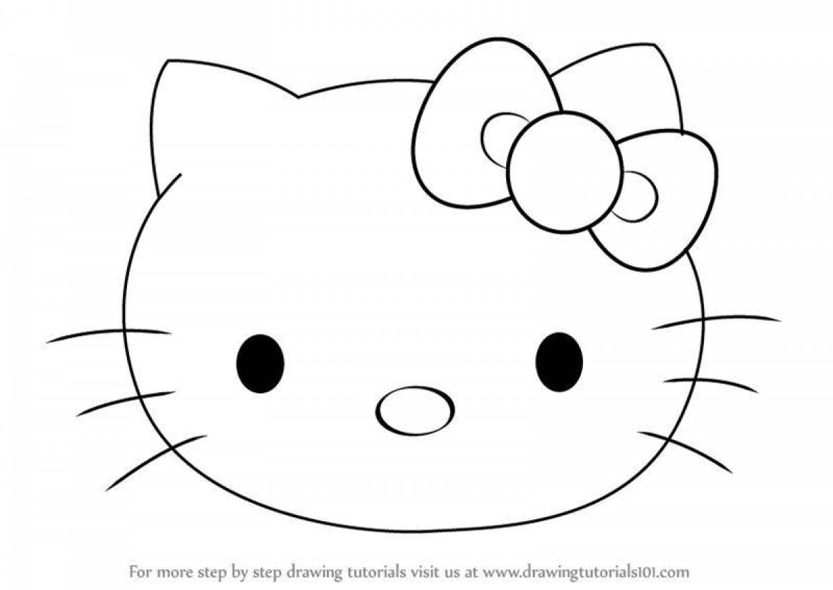 Funny hello kitty face coloring page