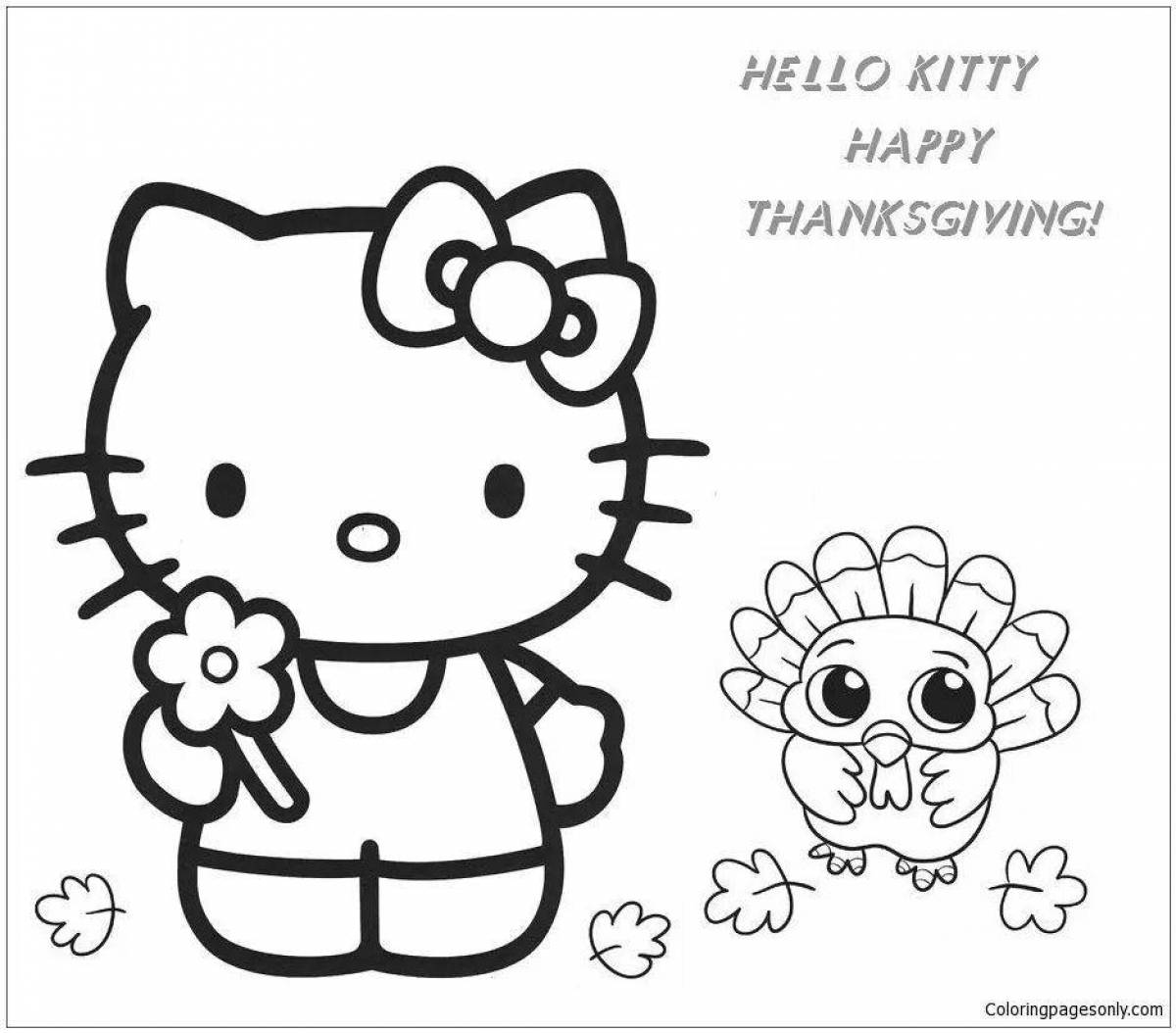 Bright hello kitty face coloring page