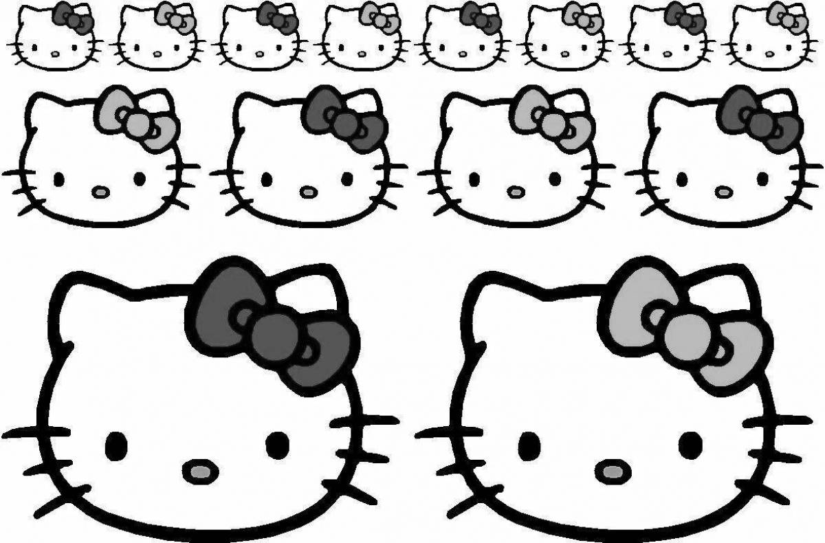 Exuberant hello kitty face coloring page