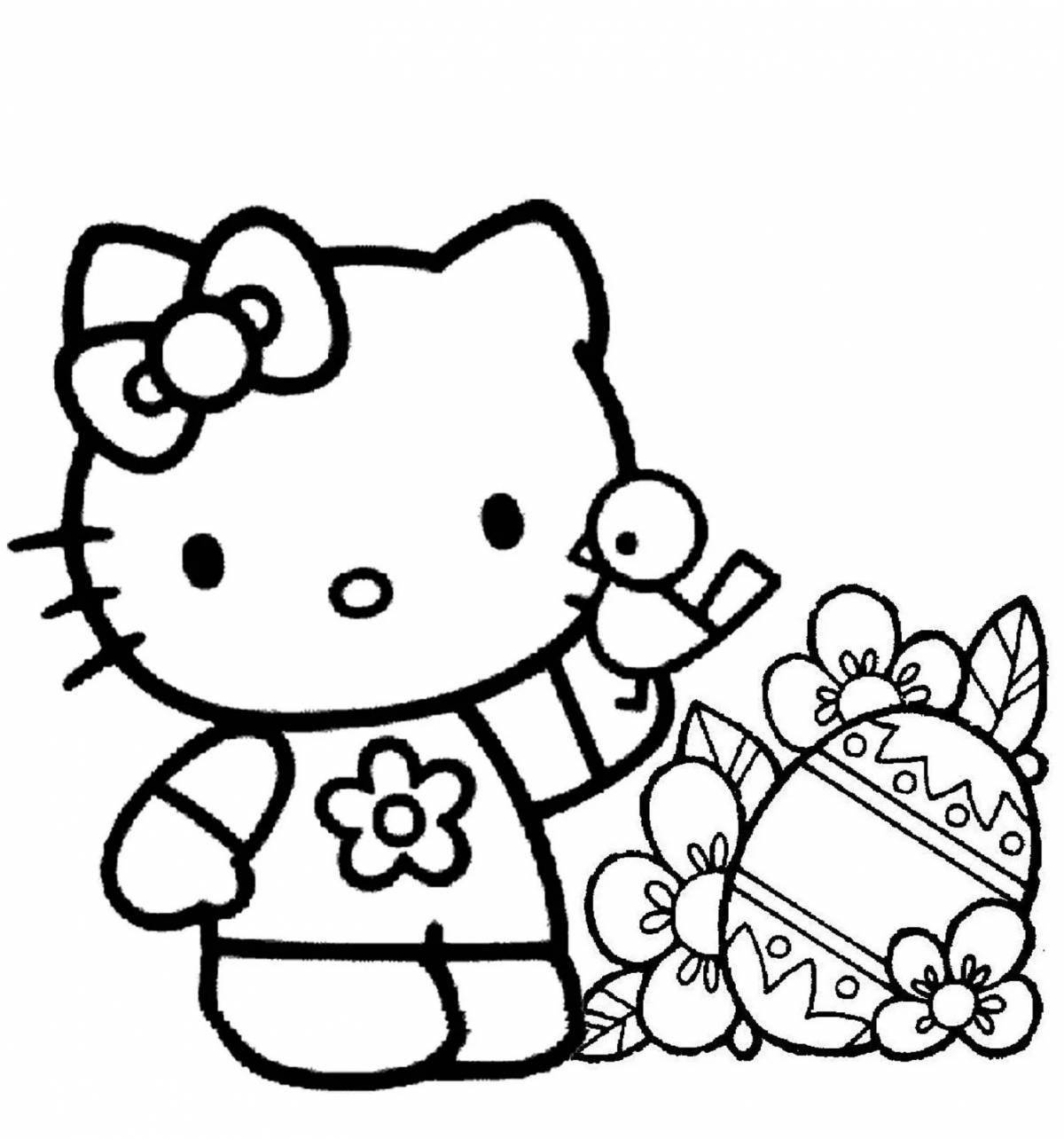 Blissful hello kitty face coloring page