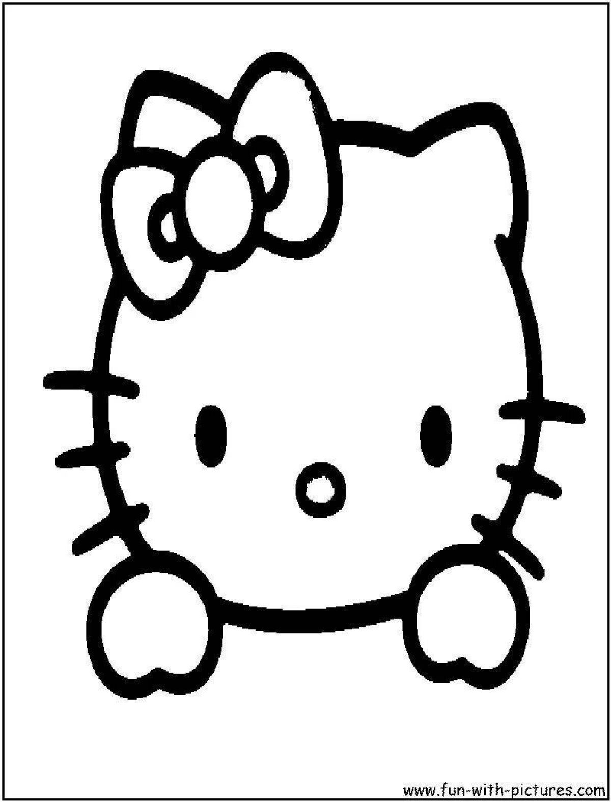 Радостная страница раскраски hello kitty face