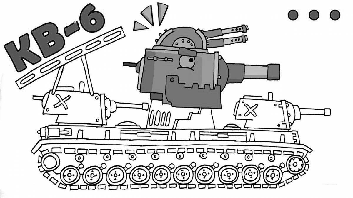 Яркая страница раскраски танк кв-45