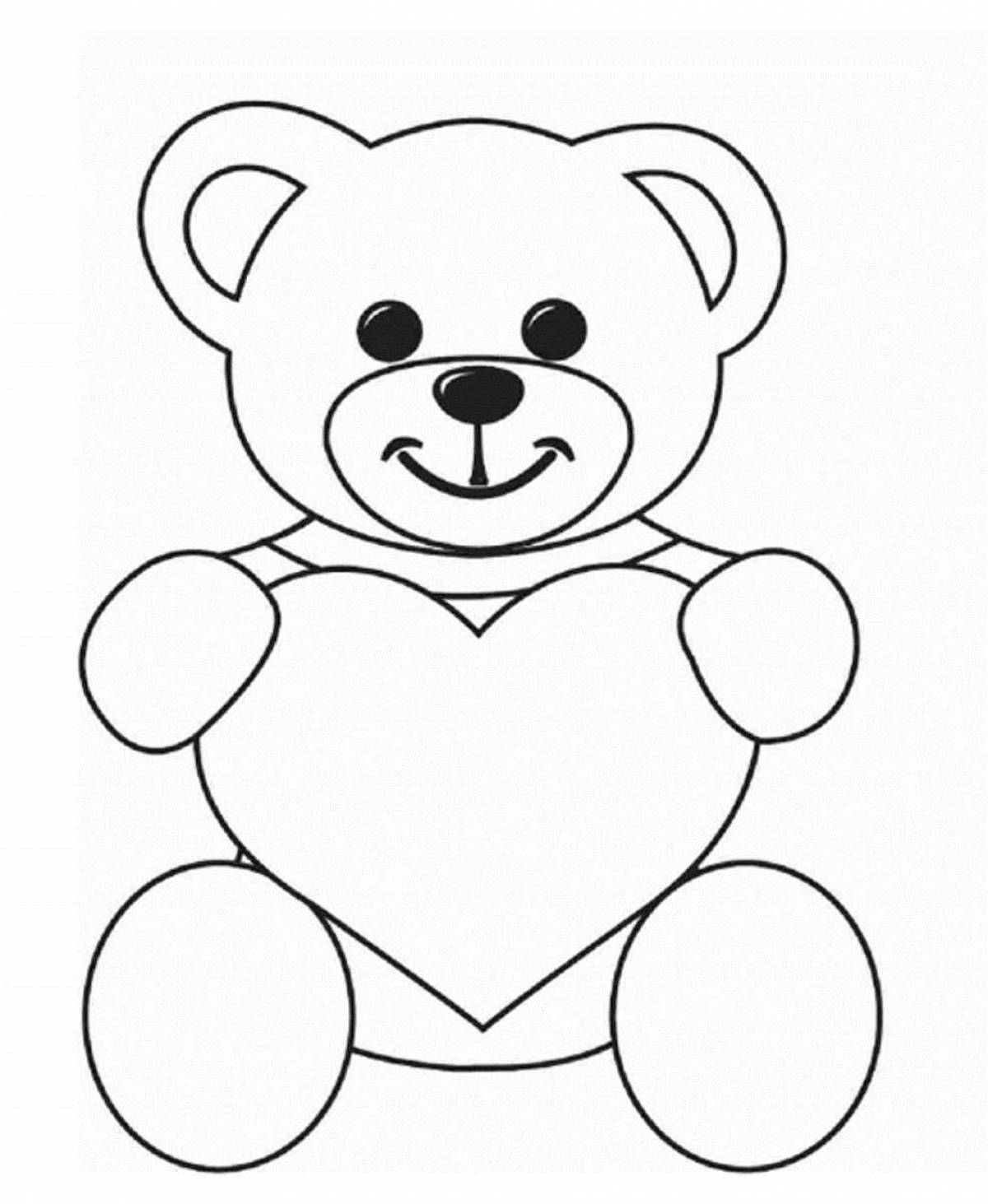 Cute bear with heart coloring book