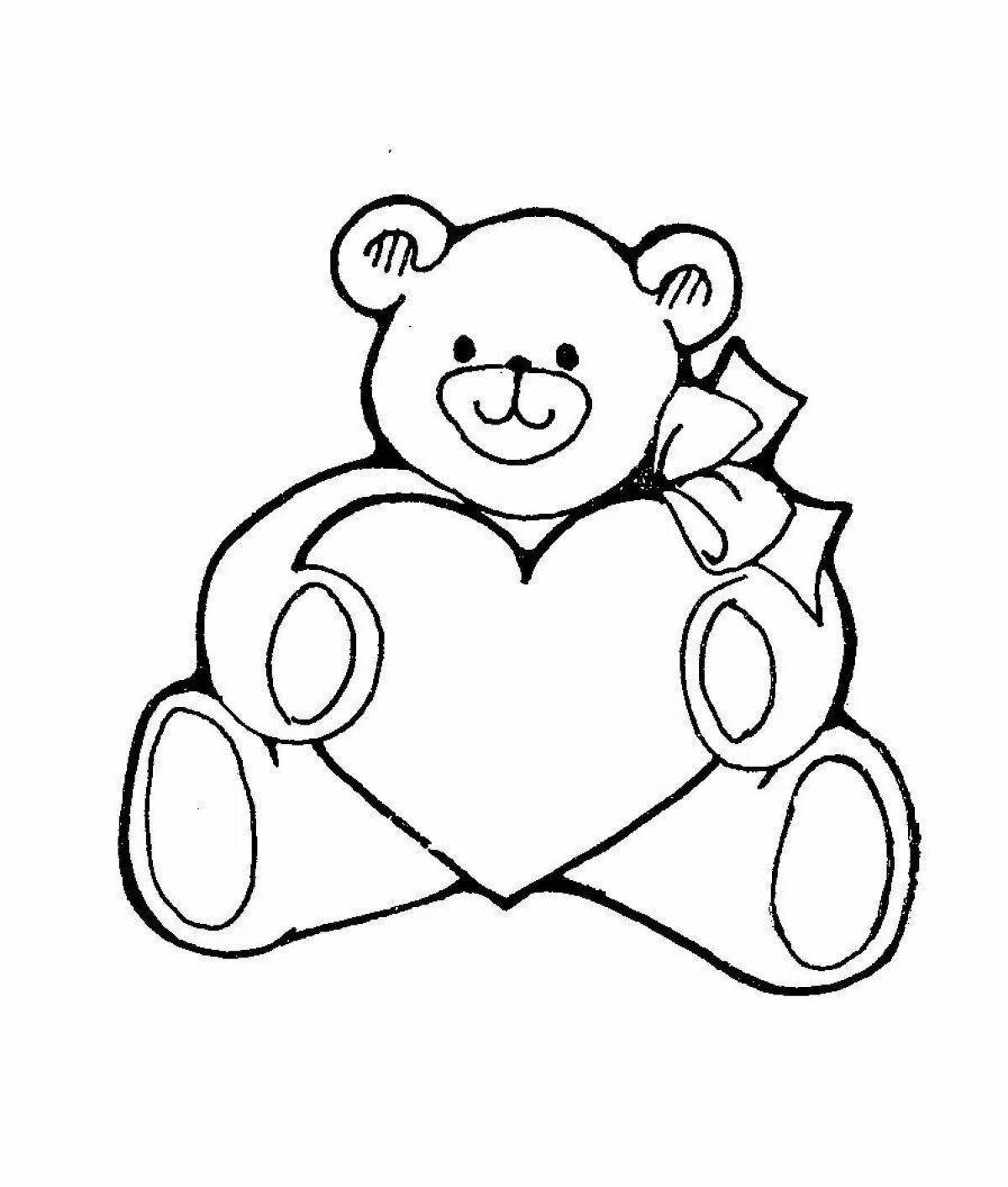 Loving bear with heart coloring page