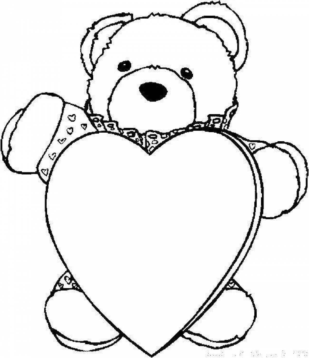 Funny bear with heart coloring book