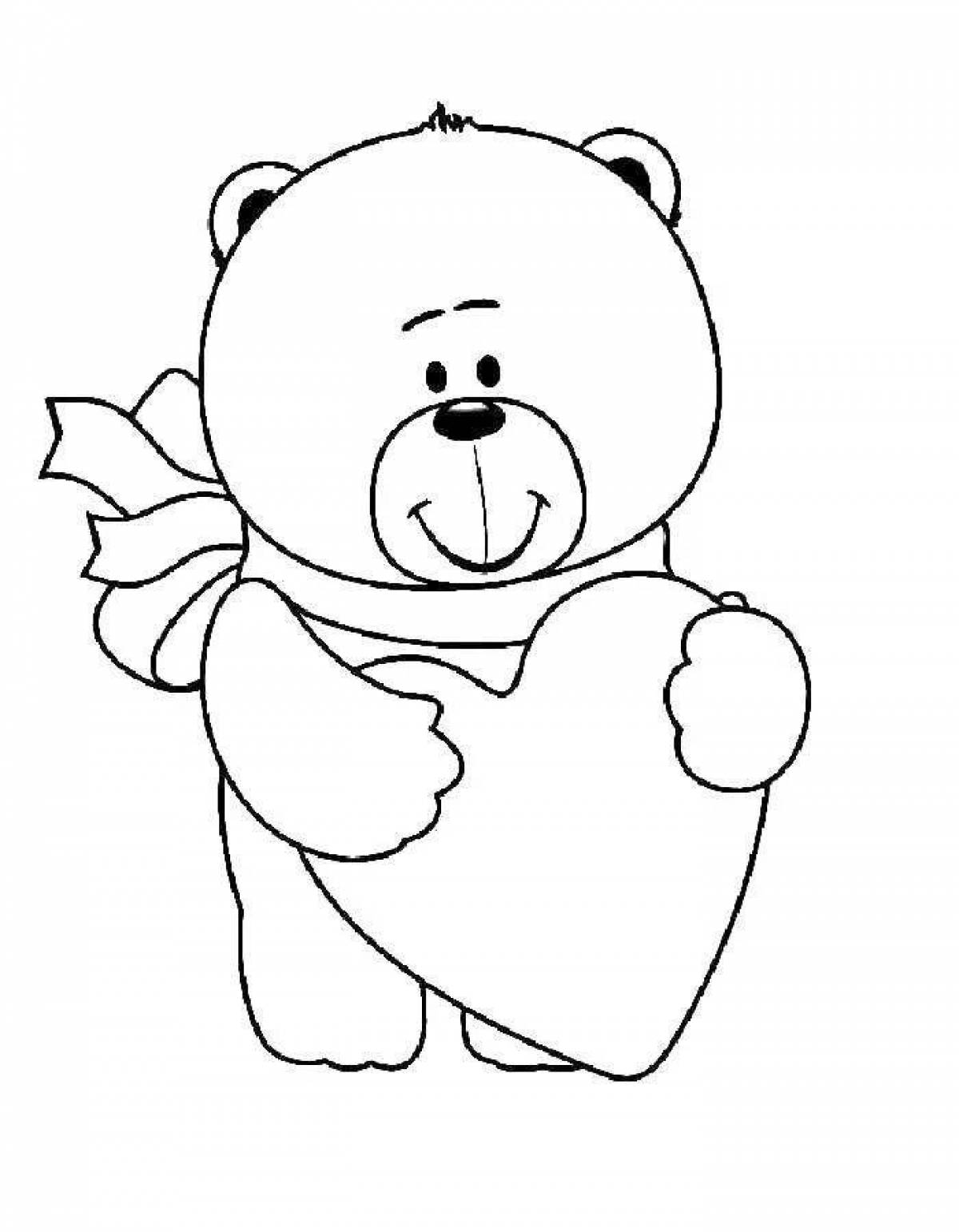 Coloring glowing teddy bear with a heart