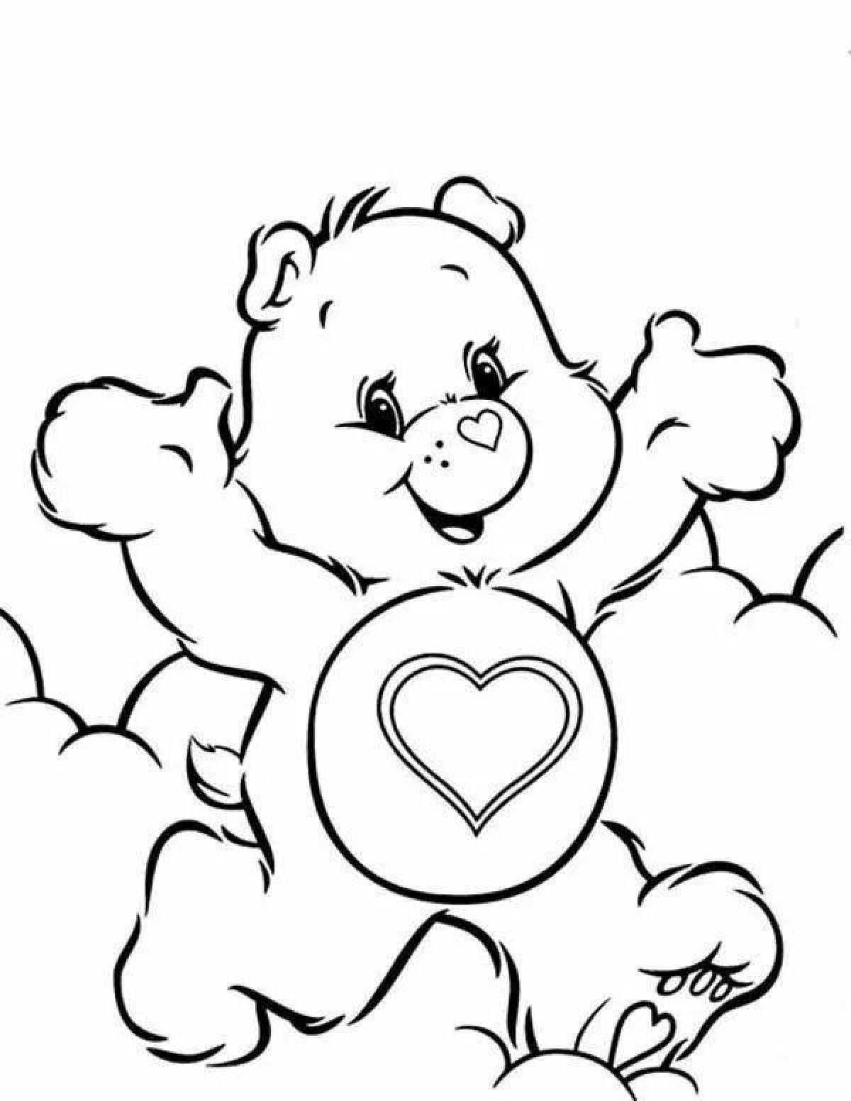 Раскраска волшебный медведь с сердечком