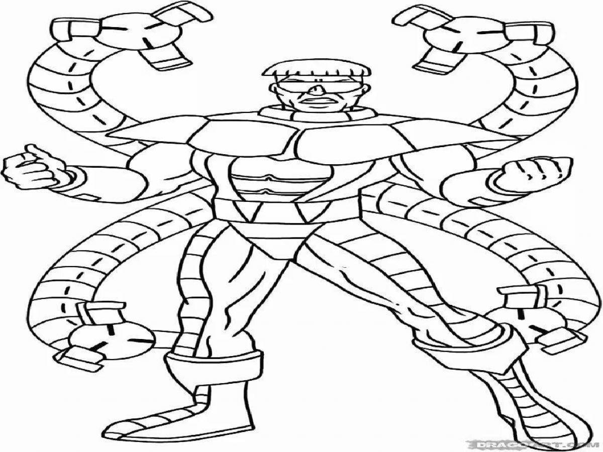 Spiderman robot colorful coloring page