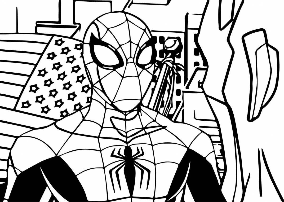 Spiderman robot colorful coloring page