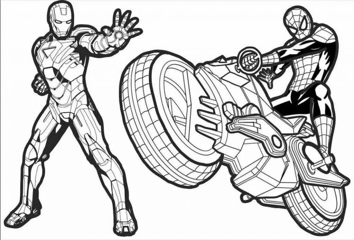 Glowing robot spiderman coloring page