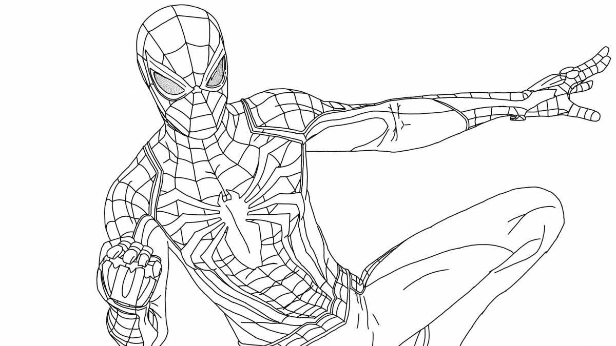 Spiderman robot glitter coloring page