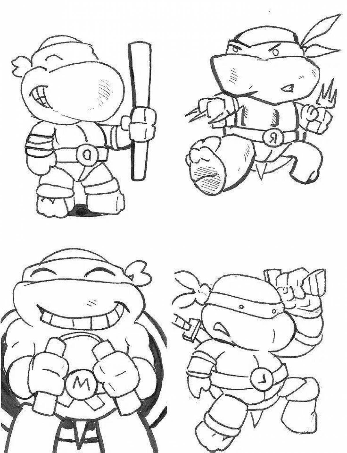 Funny ninja turtles evolution coloring book