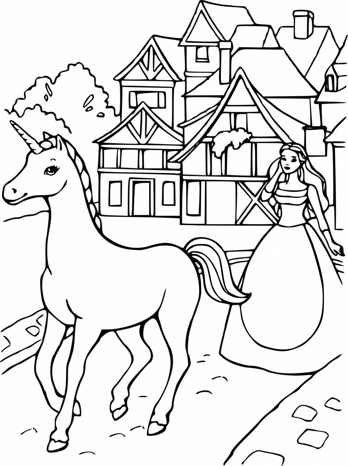 Awesome unicorn barbie coloring book