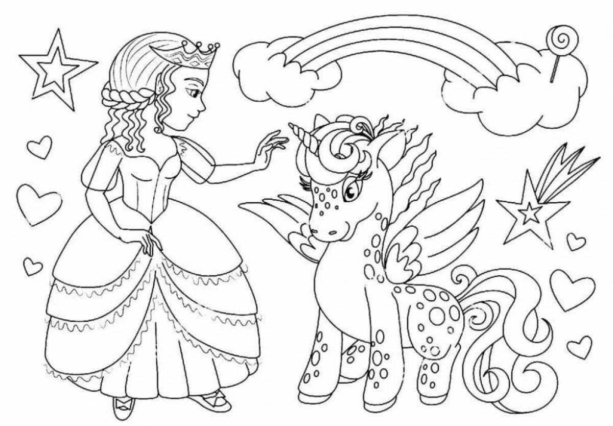 Colorful coloring of barbie with a unicorn