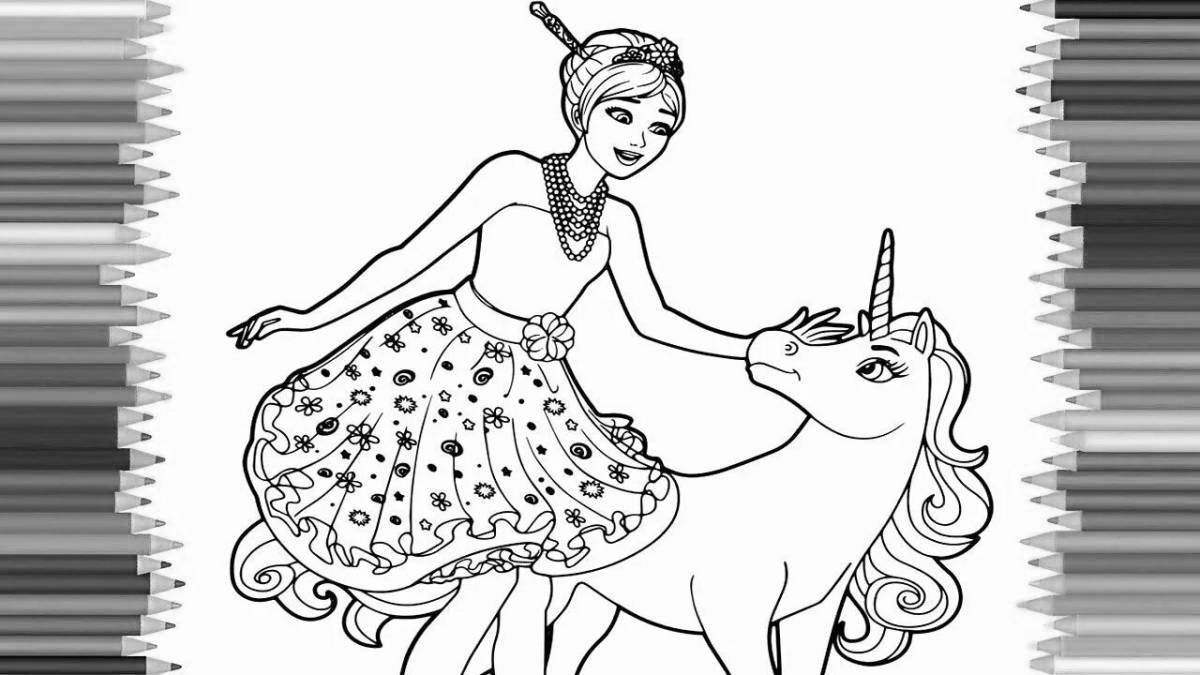 Sparkling barbie unicorn coloring book