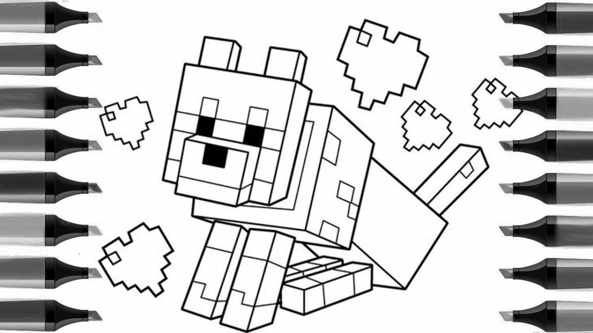 Цветная ослепительная страница minecraft by numbers coloring page