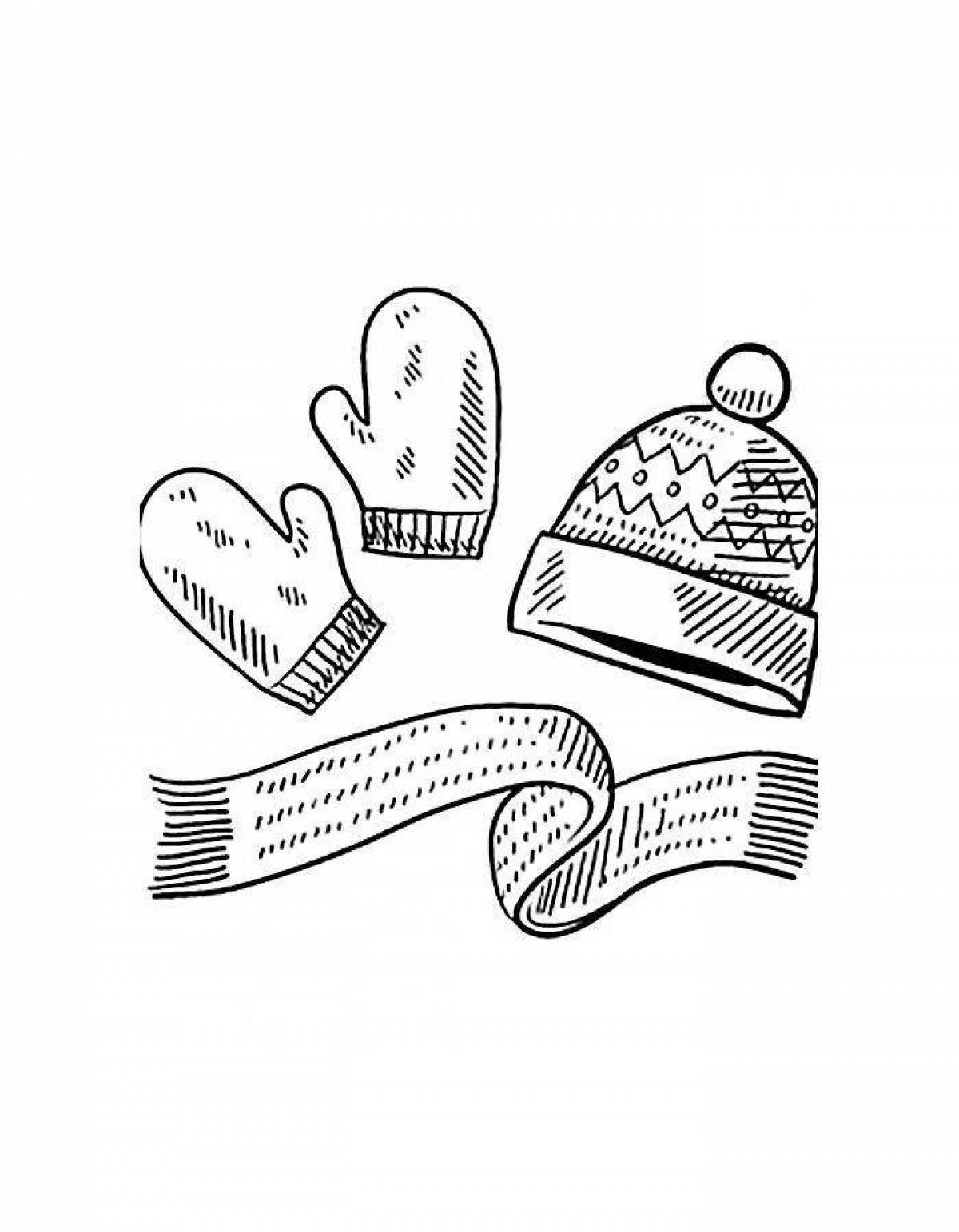 Coloring page scarf and hat