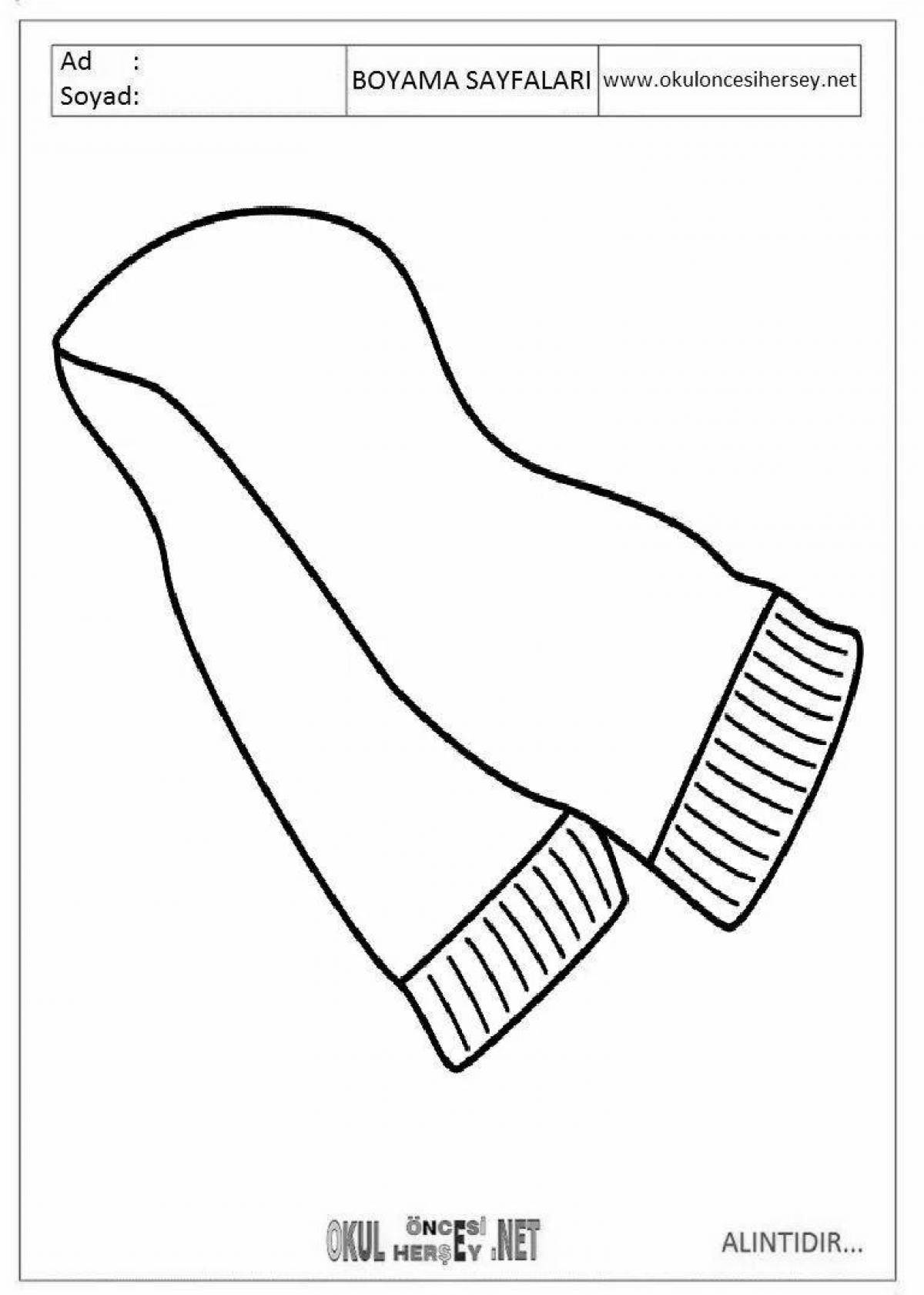 Coloring page funny scarf and hat