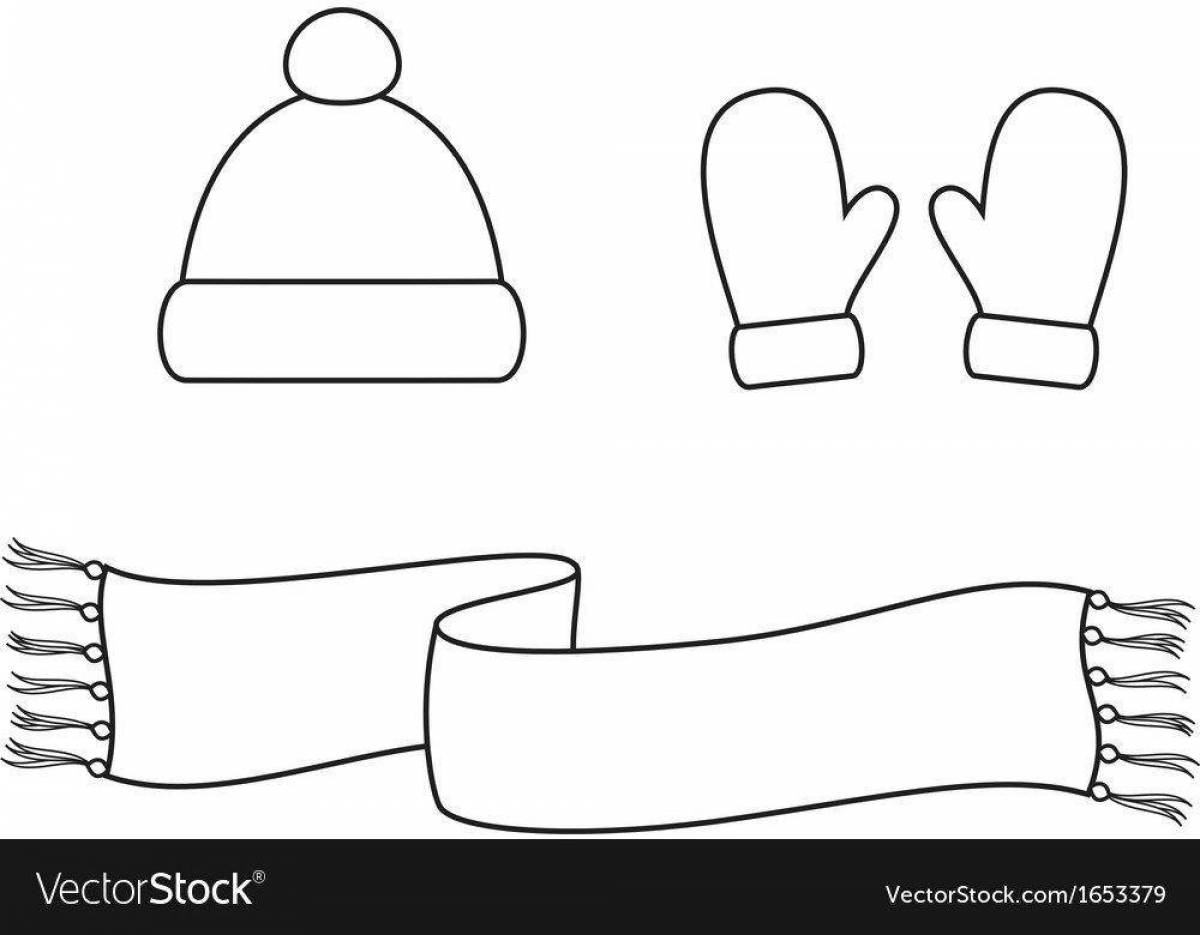 Playful scarf and hat coloring page