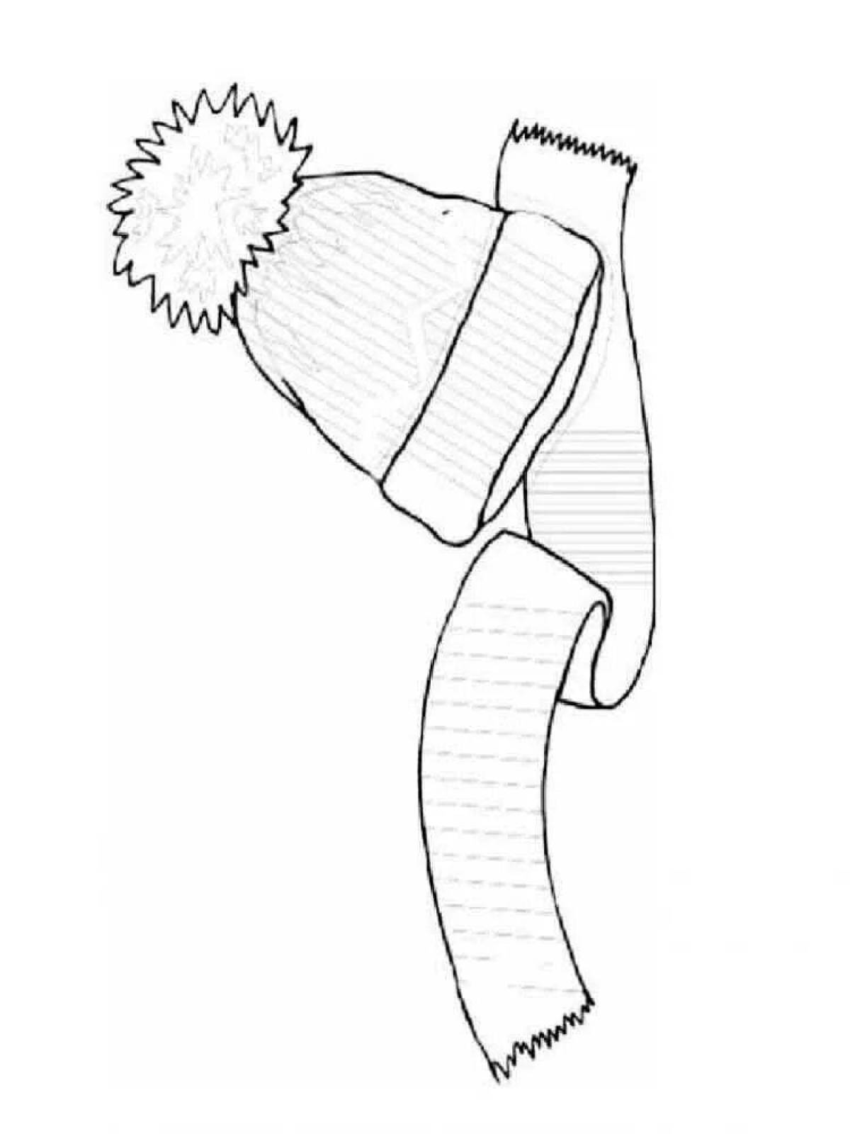 Glowing scarf and hat coloring page