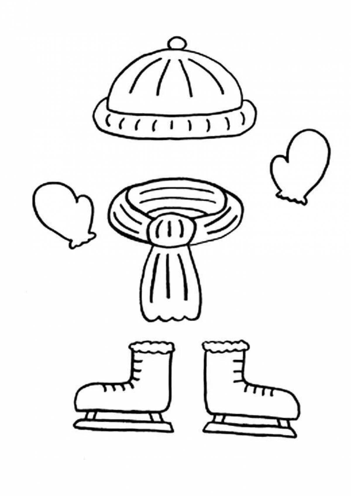 Glittering scarf and hat coloring page