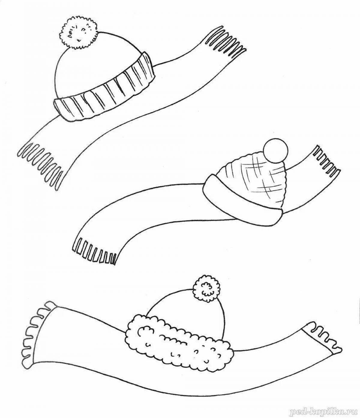 Glitter scarf and hat coloring page